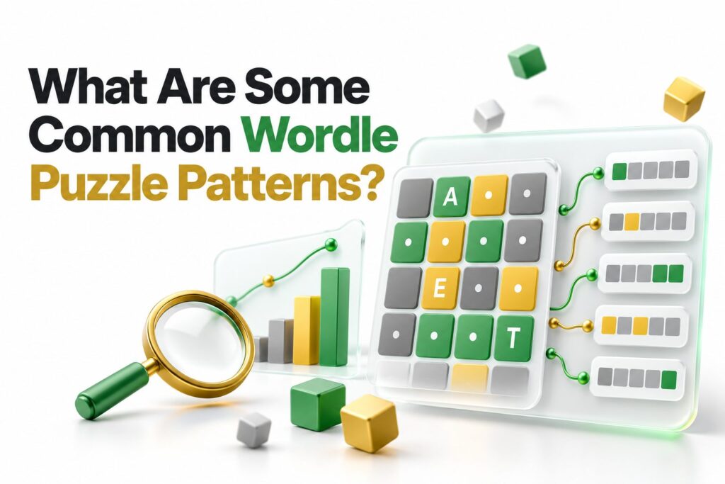 Wordle grid highlighting common letter, vowel, and repeated-letter patterns